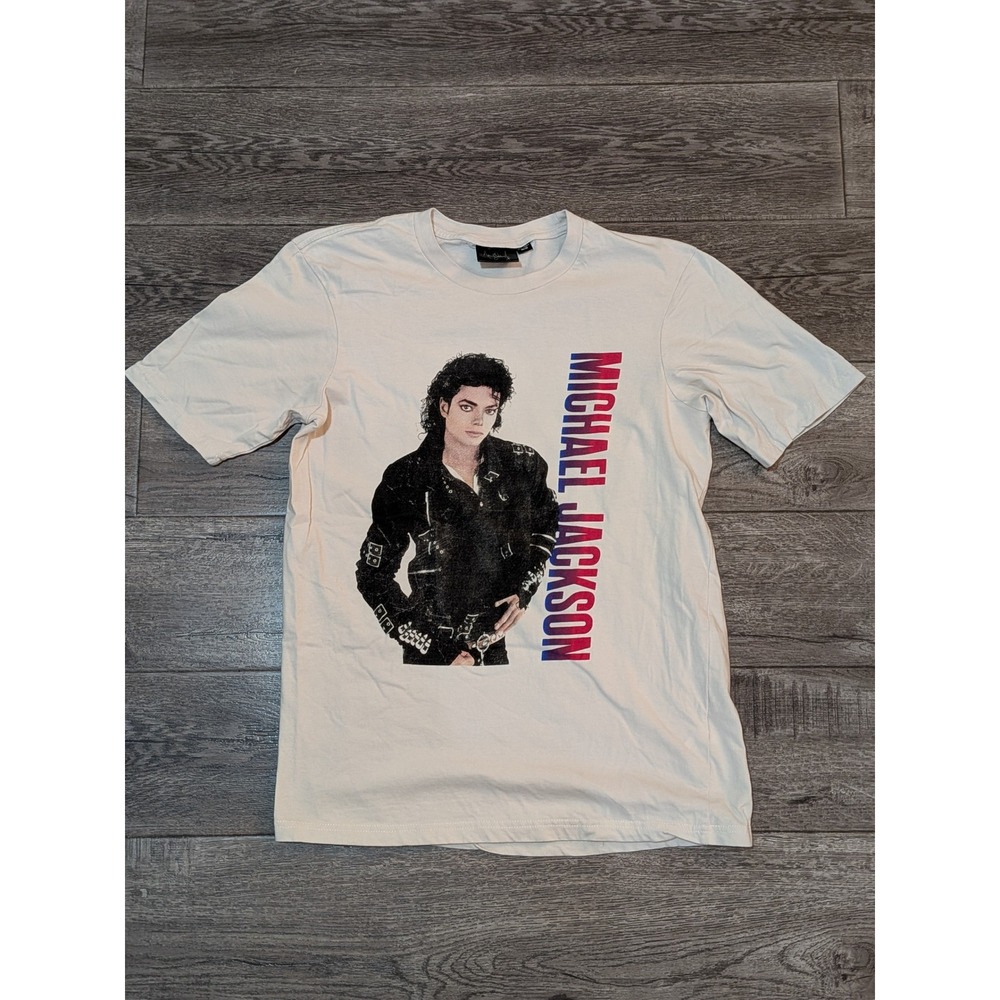 Cotton On Michael Jackson Bad Tour 88 Graphic T-Shirt Mens Medium Cream 362074